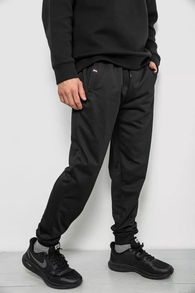 Купить Спортивные штаны мужские однотонные, цвет черный, 244R41608 - Фото №3