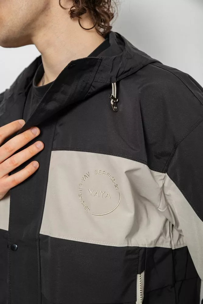 Купити Вітровка чоловіча з принтом  -уцінка, колір чорний, 214R603-1-U-53 - Фото №7