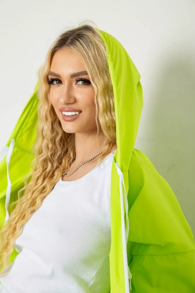 Купить Ветровка женская с капюшоном  -уценка, цвет салатовый, 238R102-1-U-3 - Фото №5
