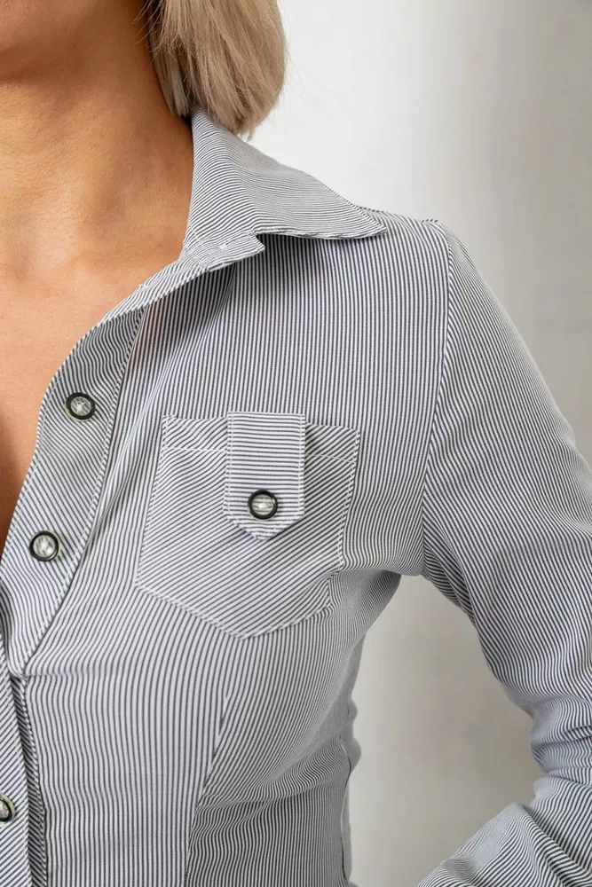 Купити Сорочка класична в смужку  -уцінка, колір сірий, 230R644-1-U-18 оптом - Фото №5