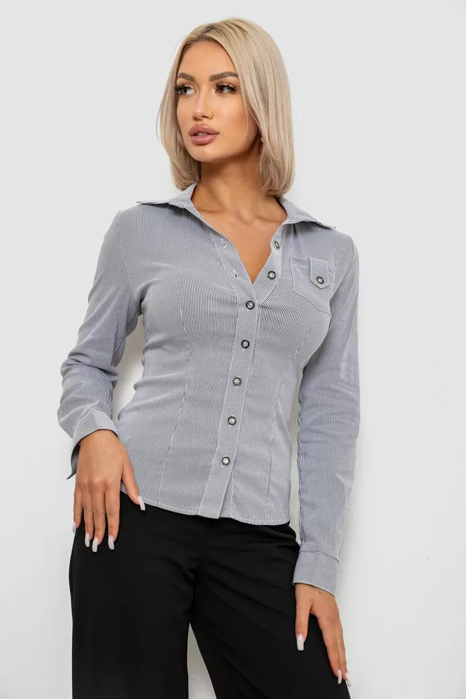Купити Сорочка класична в смужку  -уцінка, колір сірий, 230R644-1-U-18 оптом - Фото №1