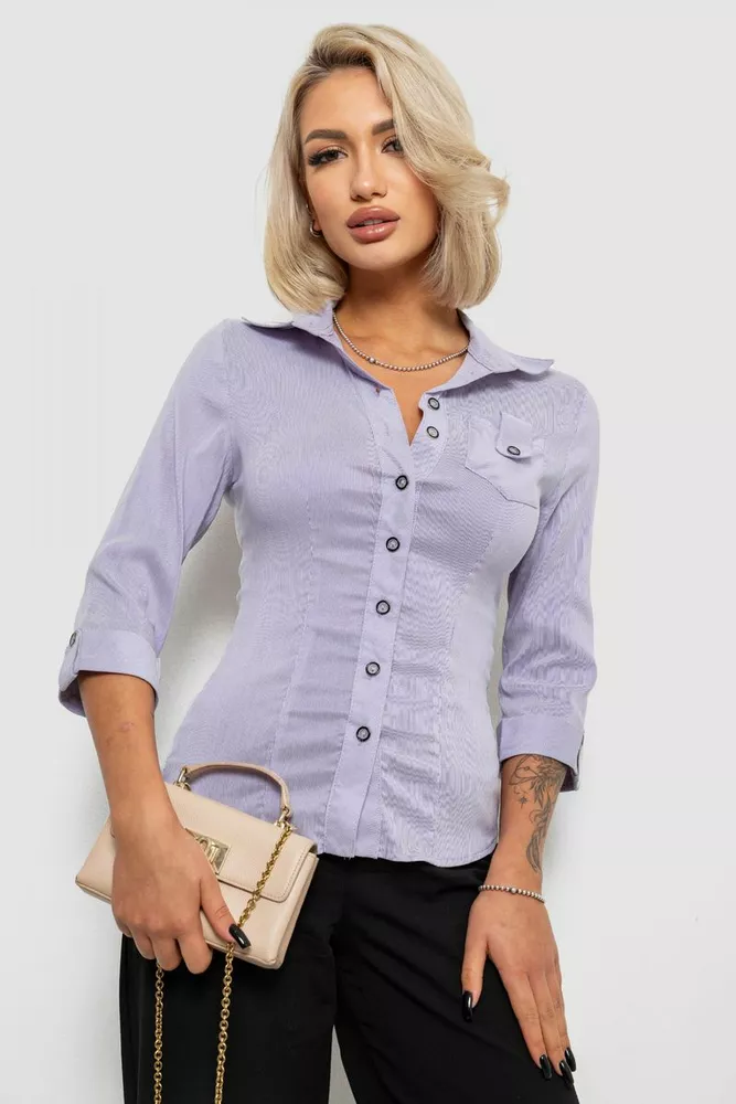 Купити Сорочка класична в смужку  -уцінка, колір бузковий, 230R645-U-14 - Фото №1