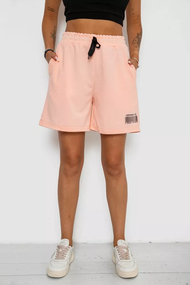Купить Шорты женские с принтом  -уценка, цвет персиковый, 238R132-U-6 - Фото №1