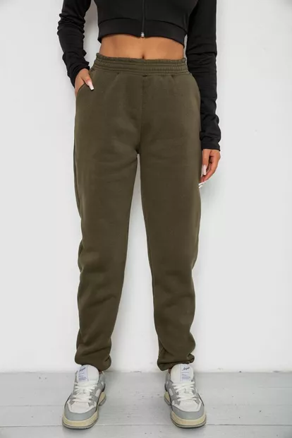 Спортивные штаны женские на флисе  -уценка, цвет хаки, 238R57828-U-18
