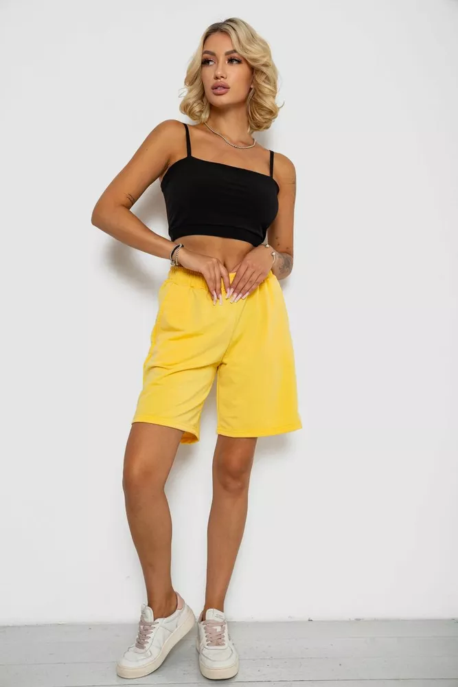 Купить Шорты женские однотонные  -уценка, цвет светло-желтый, 238R57820-U-2 - Фото №2