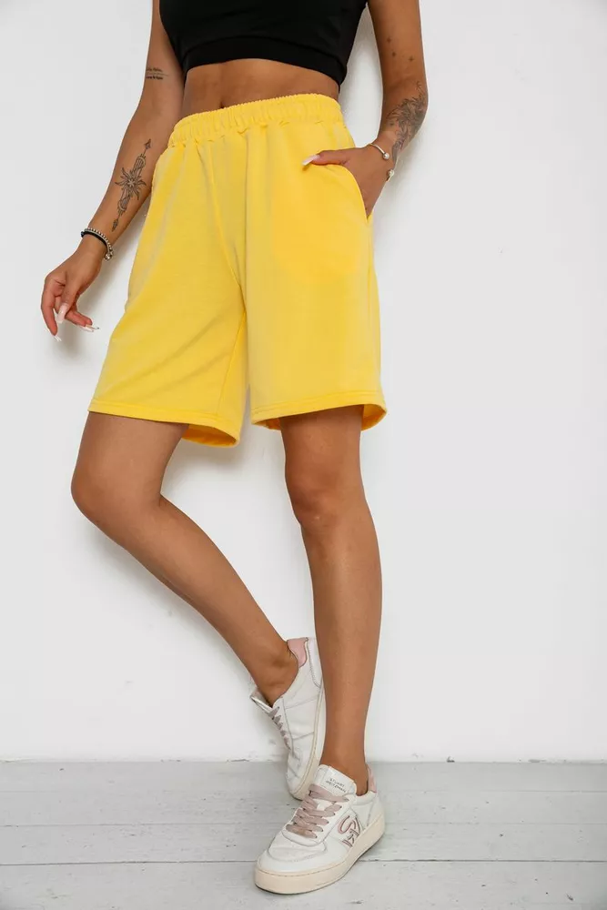 Купить Шорты женские однотонные  -уценка, цвет светло-желтый, 238R57820-U-2 - Фото №3