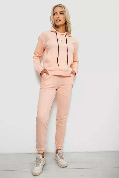 Спортивний костюм жіночий двонитка, колір персиковий, 214R1419-001