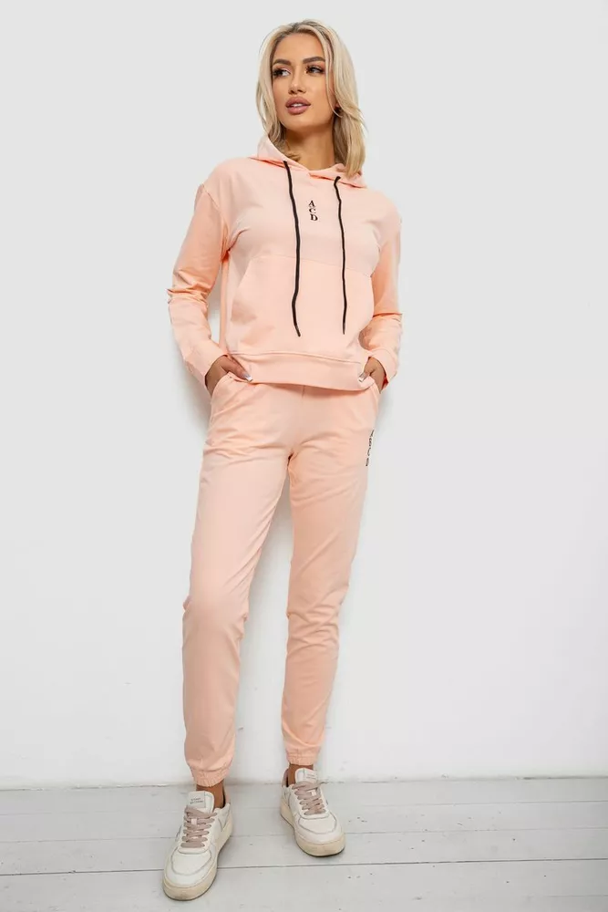 Купити Спортивний костюм жіночий двонитка, колір персиковий, 214R1419-001 - Фото №1