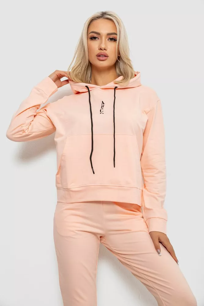 Купити Спортивний костюм жіночий двонитка, колір персиковий, 214R1419-001 - Фото №2
