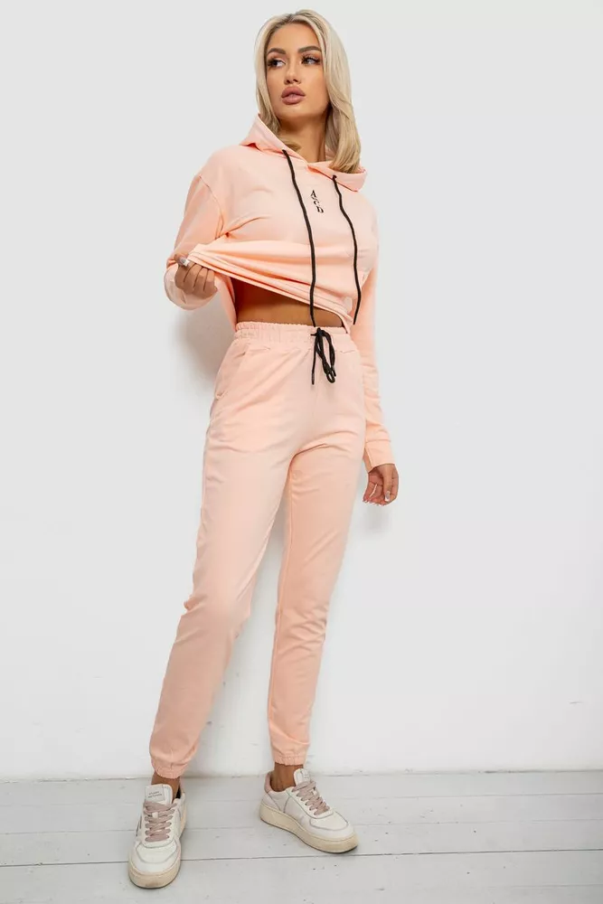 Купити Спортивний костюм жіночий двонитка, колір персиковий, 214R1419-001 - Фото №3