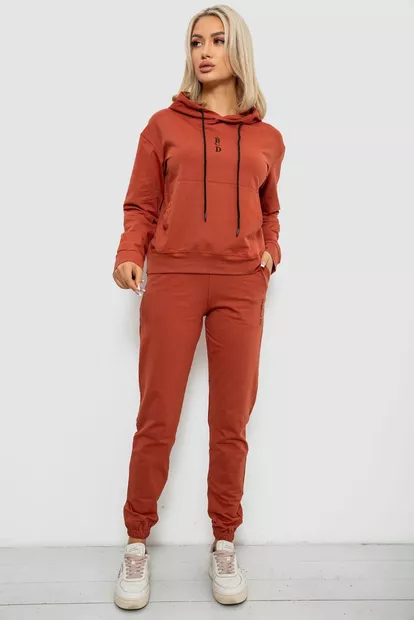 Спортивний костюм жіночий двонитка, колір теракотовий, 214R1419-001