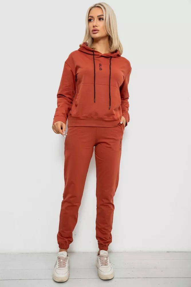 Купити Спортивний костюм жіночий двонитка, колір теракотовий, 214R1419-001 - Фото №1