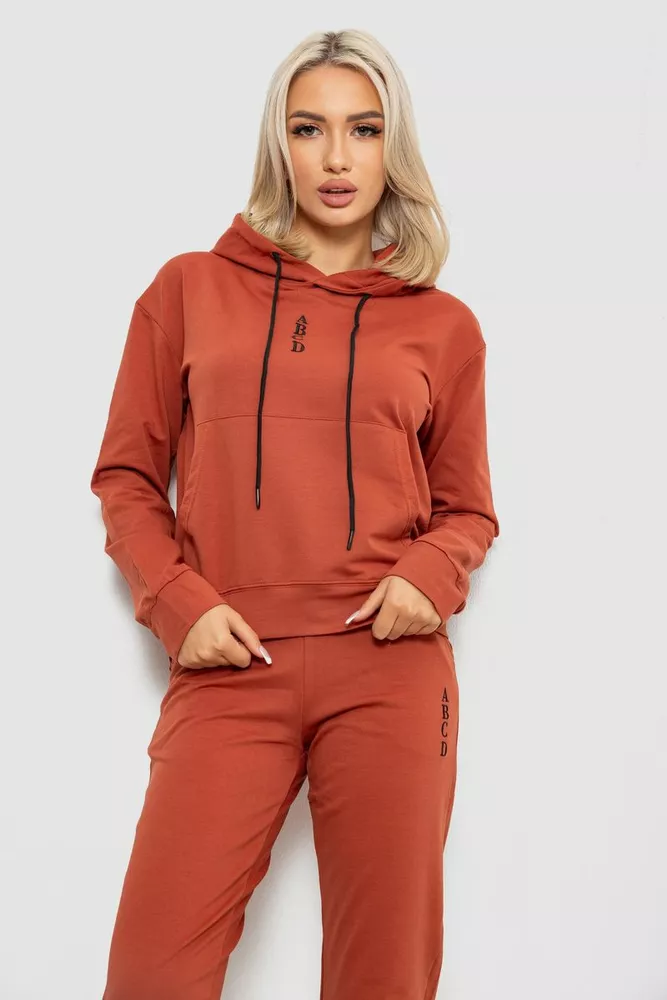 Купити Спортивний костюм жіночий двонитка, колір теракотовий, 214R1419-001 - Фото №2