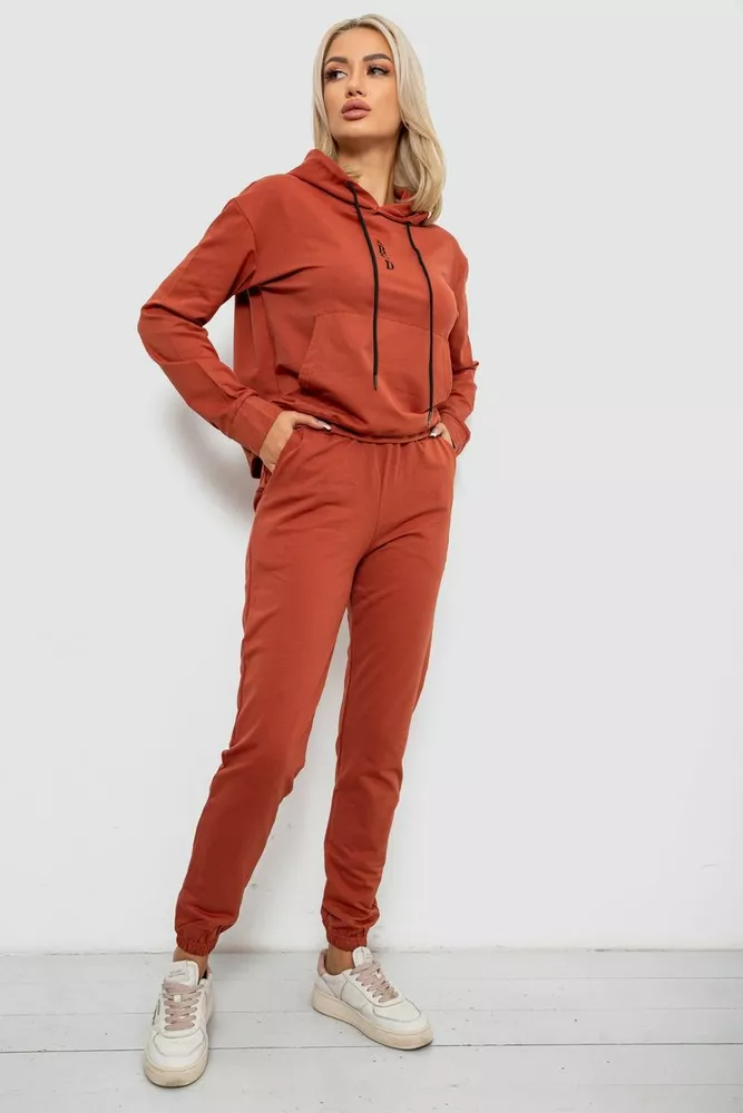 Купити Спортивний костюм жіночий двонитка, колір теракотовий, 214R1419-001 - Фото №3