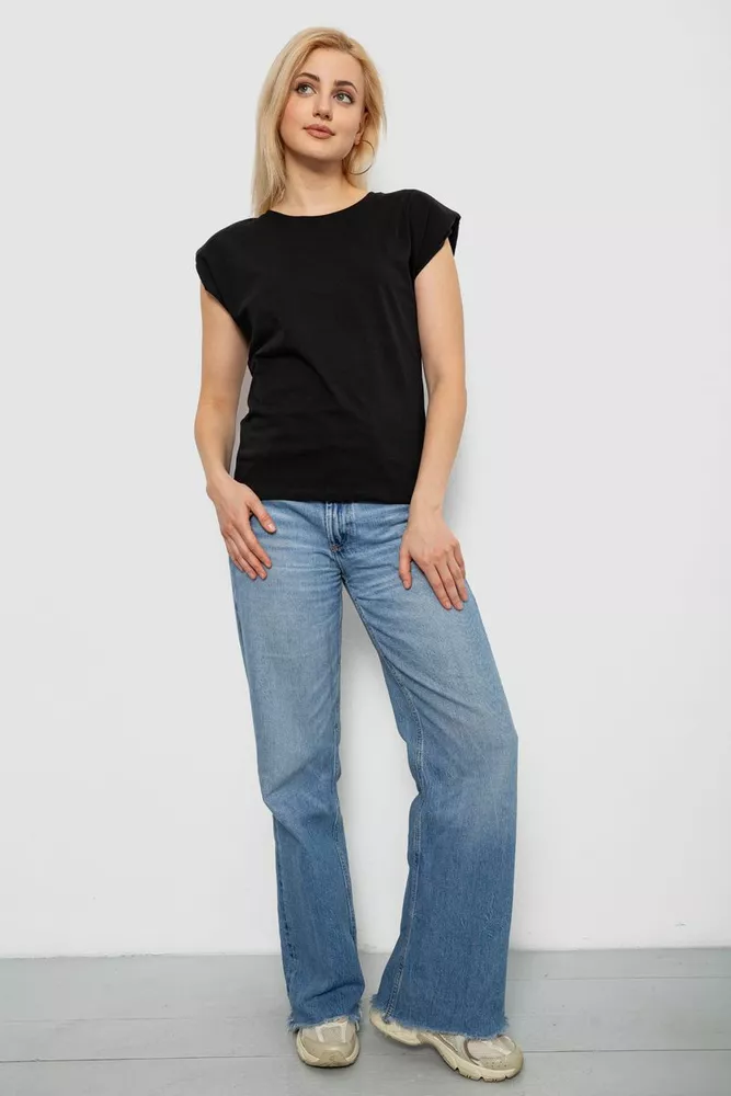 Купить Футболка женская однотонная, цвет черный, 244R2215-5 оптом - Фото №2