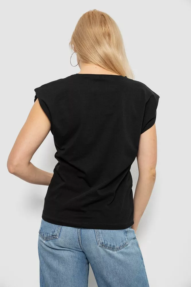 Купить Футболка женская однотонная, цвет черный, 244R2215-5 оптом - Фото №4