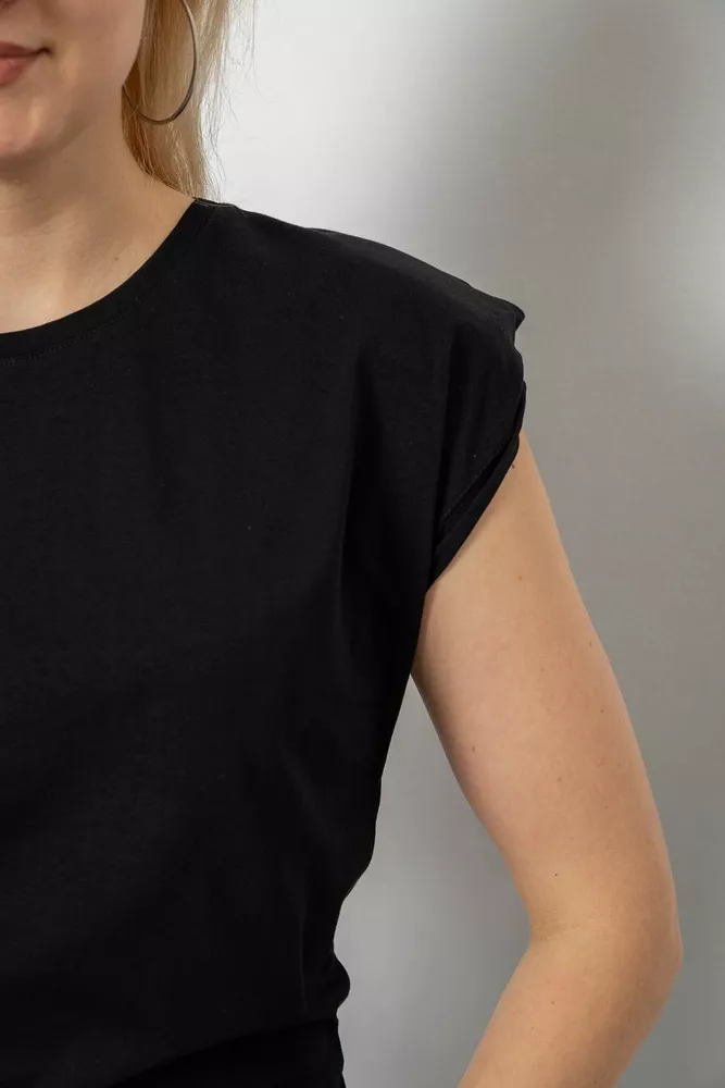 Купить Футболка женская однотонная, цвет черный, 244R2215-5 оптом - Фото №5