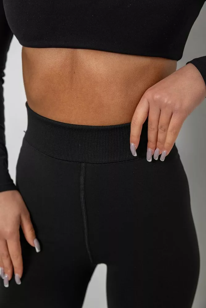 Купить Лосины утепленные на меху, цвет черный, 139RF1362 - Фото №5