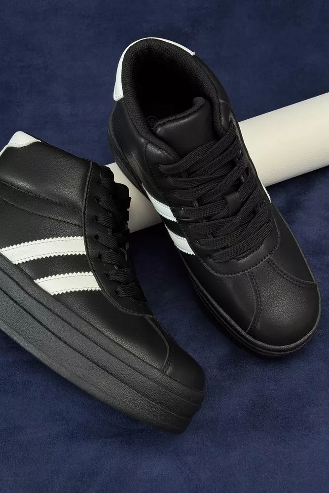 Купить Кросовки женские демисезонные, цвет черно-белый, 248RWA160-5 - Фото №3