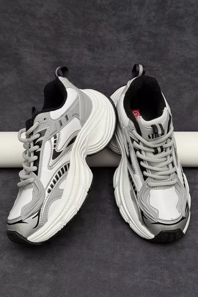 Купить Кроссовки женские демисезонные, цвет бело-серый, 248RCX1500 - Фото №1