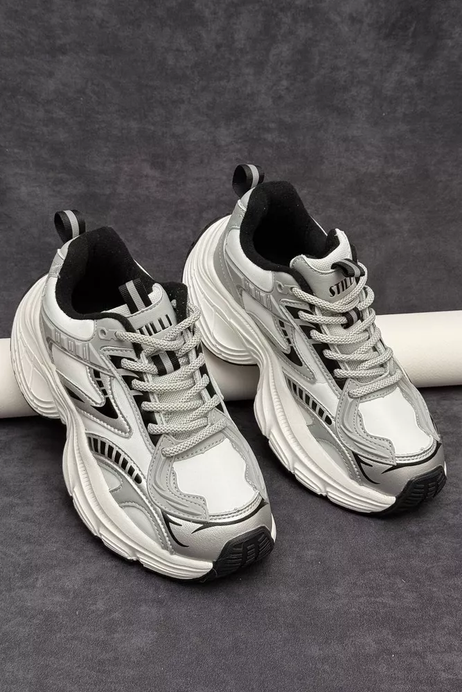 Купить Кроссовки женские демисезонные, цвет бело-серый, 248RCX1500 - Фото №3