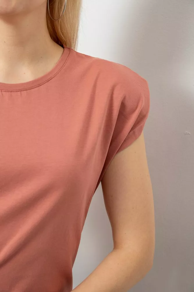 Купить Футболка женская однотонная, цвет пудровый, 244R2215-5 - Фото №5