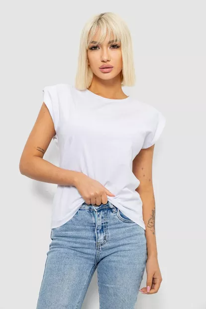 Футболка женская однотонная, цвет белый, 244R2215-5