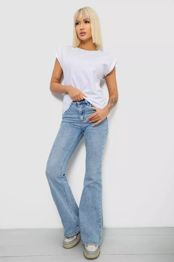 Купить Футболка женская однотонная, цвет белый, 244R2215-5 - Фото №2