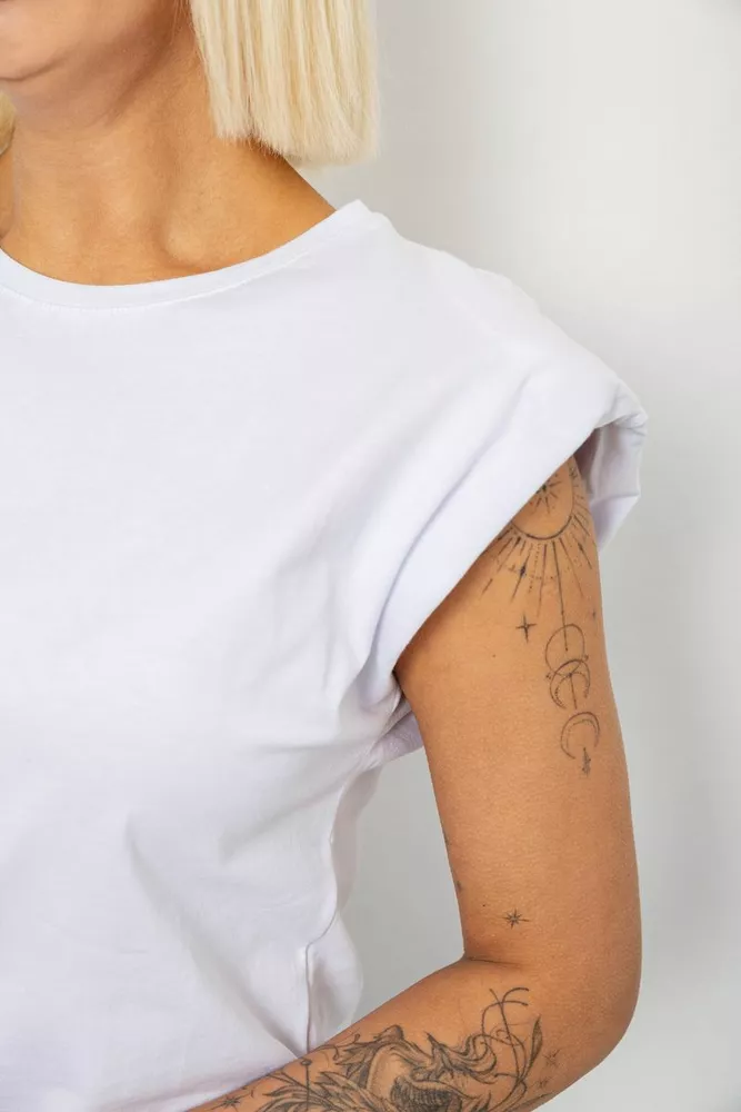 Купить Футболка женская однотонная, цвет белый, 244R2215-5 - Фото №5