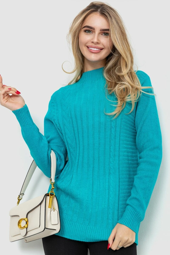 Купити Светр жіночий, колір бірюзовий, 221R20PCS8 - Фото №1