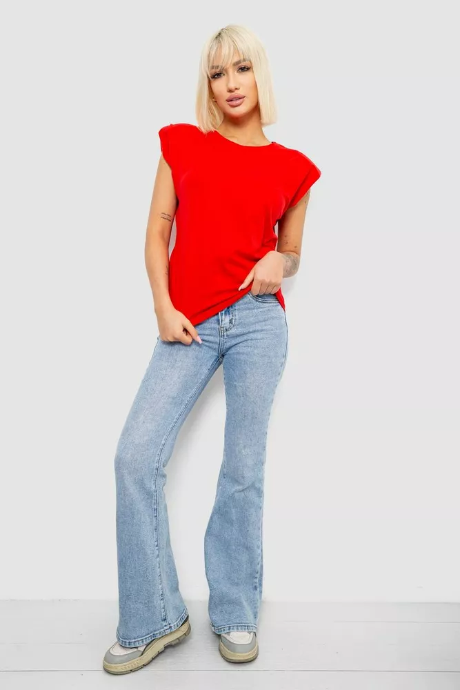 Купити Футболка жіноча однотонна, колір червоний, 244R2215-5 - Фото №2