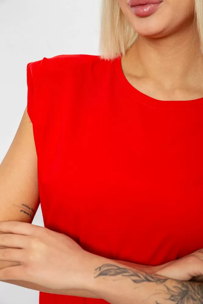Купити Футболка жіноча однотонна, колір червоний, 244R2215-5 - Фото №5