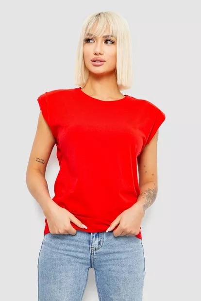 Футболка жіноча однотонна, колір червоний, 244R2215-5
