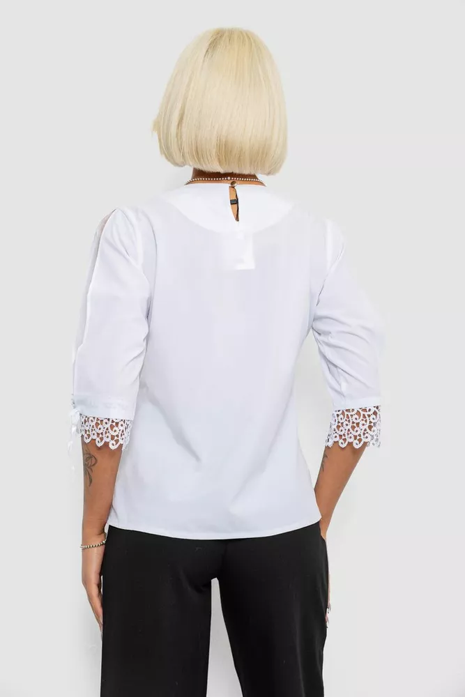 Купить Блуза однотонная, цвет белый, 230R620 - Фото №4