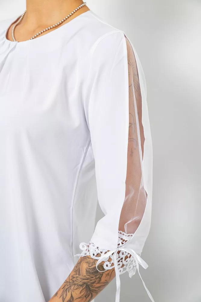 Купить Блуза однотонная, цвет белый, 230R620 - Фото №5