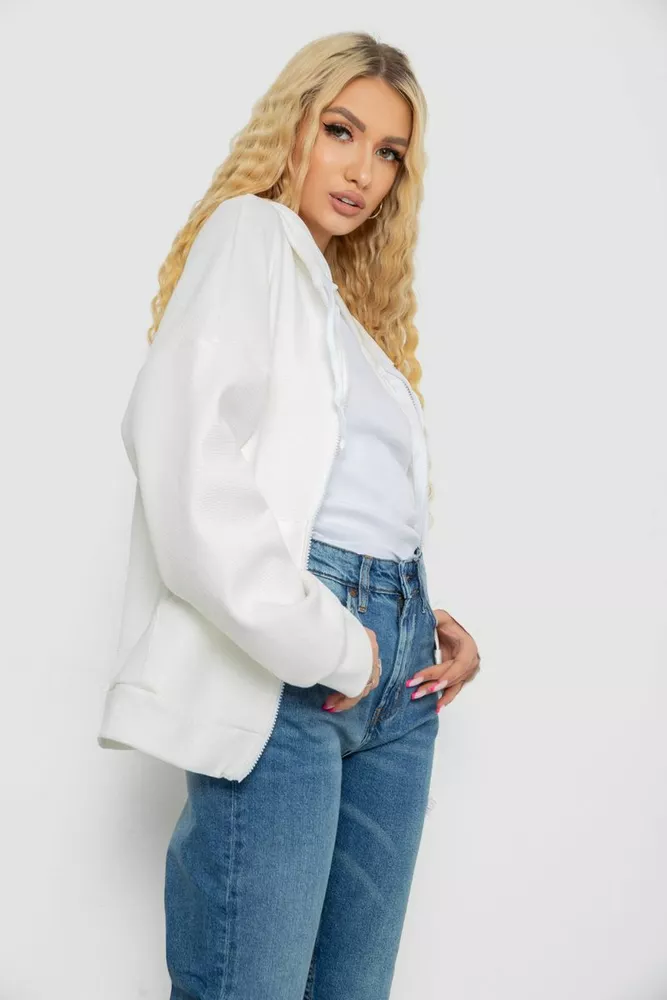 Купить Кофта женская на молнии с капюшоном  -уценка, цвет молочный, 238R104-U-1 - Фото №3