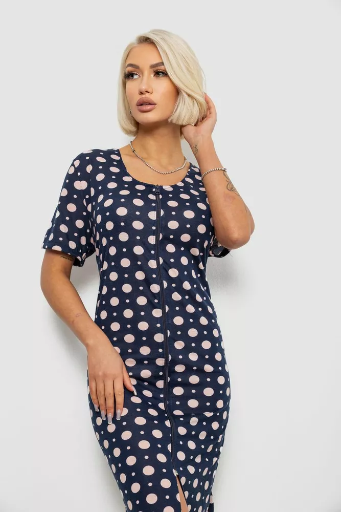 Купить Халат женский на молнии в горох, цвет синий, 257R1030-4 - Фото №2