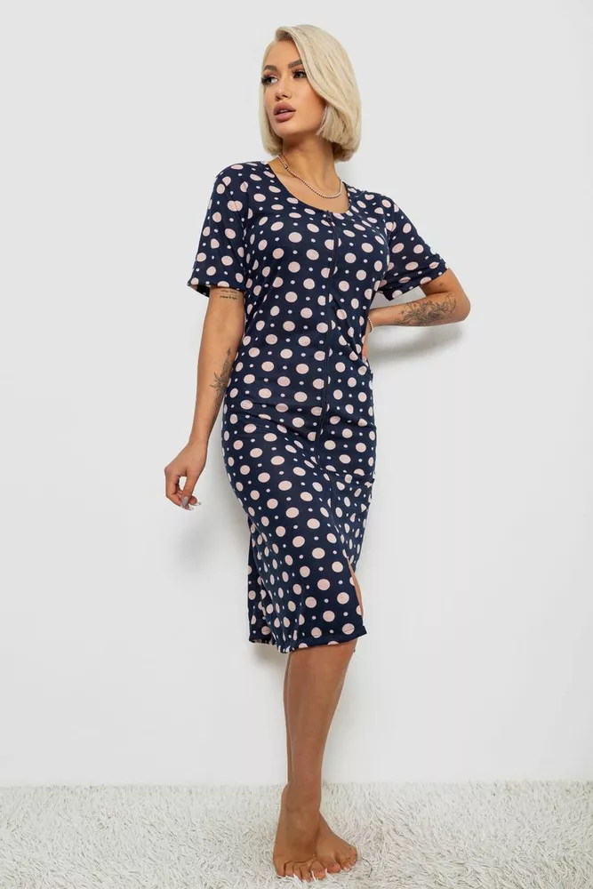 Купить Халат женский на молнии в горох, цвет синий, 257R1030-4 - Фото №3