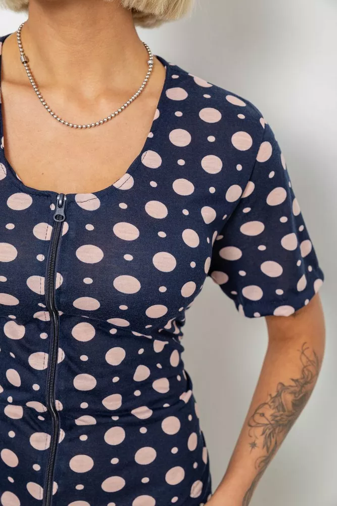 Купить Халат женский на молнии в горох, цвет синий, 257R1030-4 - Фото №5