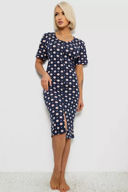 Халат женский на молнии в горох, цвет синий, 257R1030-4