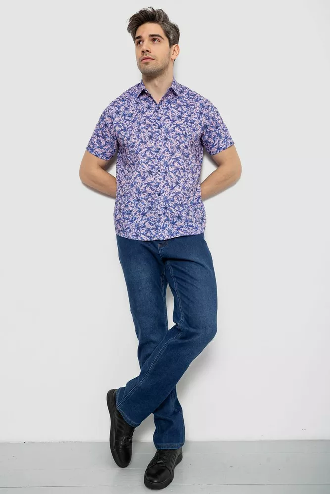 Купить Рубашка мужская с принтом, цвет сиреневый, 186R7341-1 - Фото №2