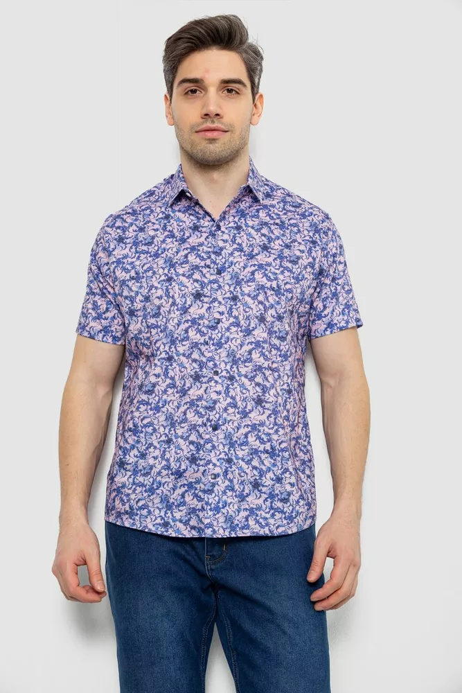 Купить Рубашка мужская с принтом, цвет сиреневый, 186R7341-1 - Фото №1