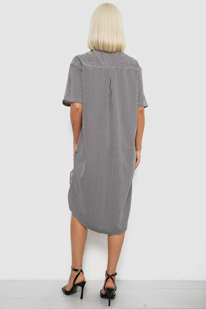 Купить Платье-рубашка женское в полоску, цвет черно-белый, 257R173 - Фото №4