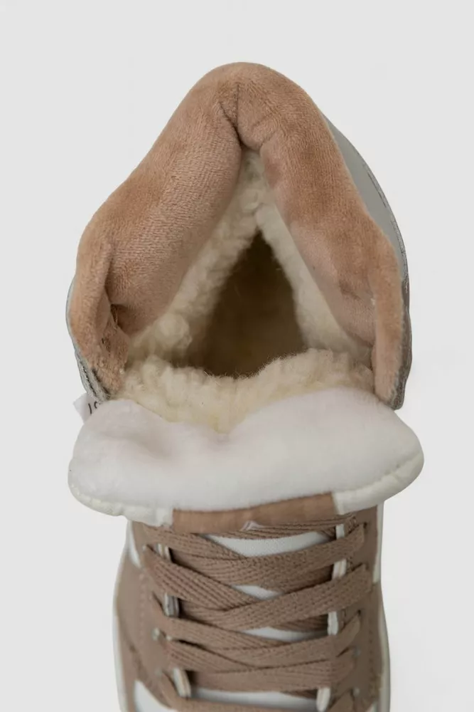 Купить Кроссовки женские зимние на меху, цвет бело-бежевый, 248RHB470-17 - Фото №6