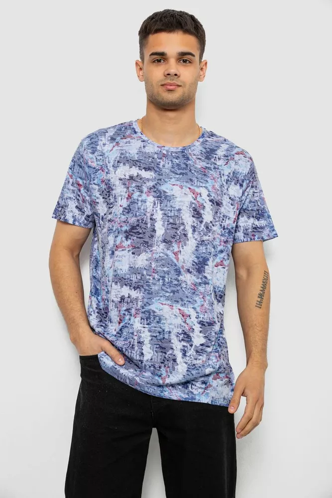 Купити Футболка чоловіча з принтом, колір джинс, 244R5539 - Фото №1