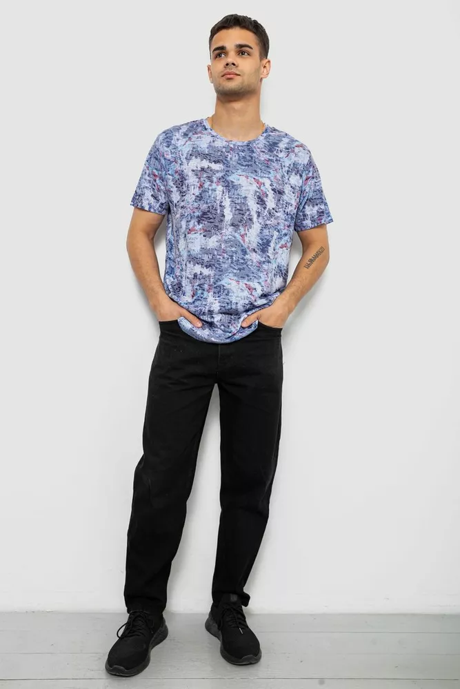 Купити Футболка чоловіча з принтом, колір джинс, 244R5539 - Фото №2
