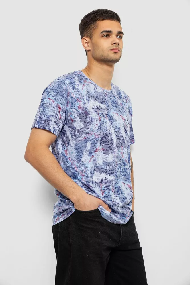 Купити Футболка чоловіча з принтом, колір джинс, 244R5539 - Фото №3