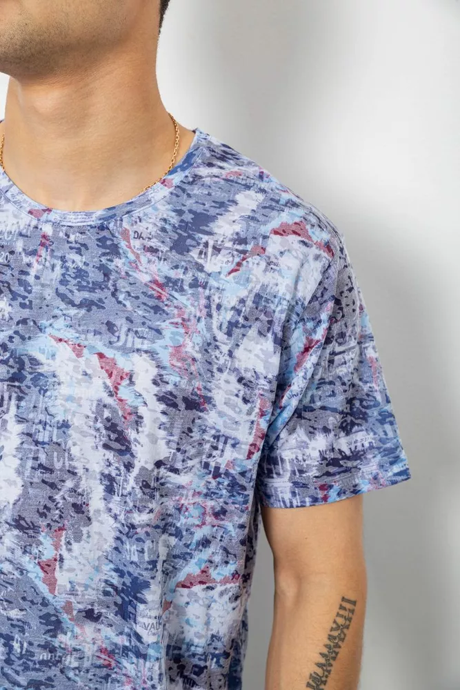Купити Футболка чоловіча з принтом, колір джинс, 244R5539 - Фото №5