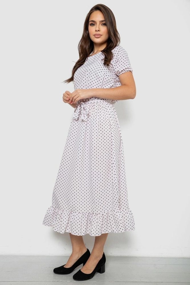 Купити Сукня жіноча в горошок софт, колір білий, 257R8070 - Фото №3
