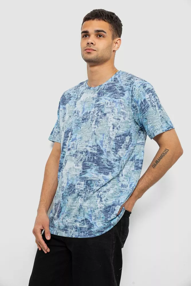 Купить Футболка мужская с принтом, цвет голубой, 244R5539 - Фото №3